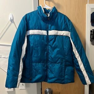 teal ski jacket